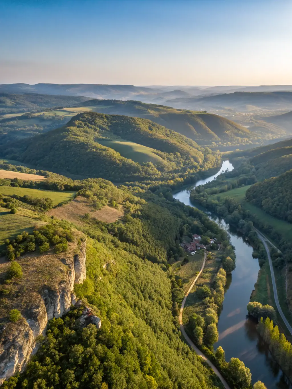A drone capturing aerial footage of a scenic landscape, showcasing XirfadTech's drone videography services for events and promotional content.